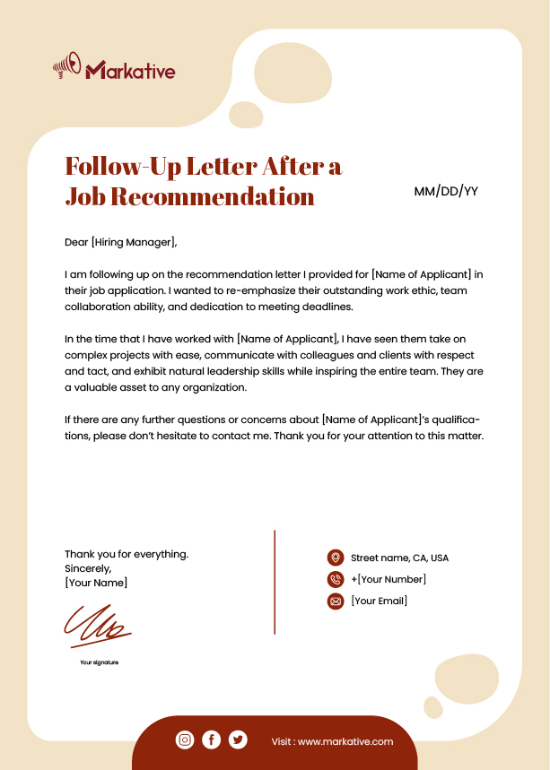 Follow-Up Letter After a Job Recommendation