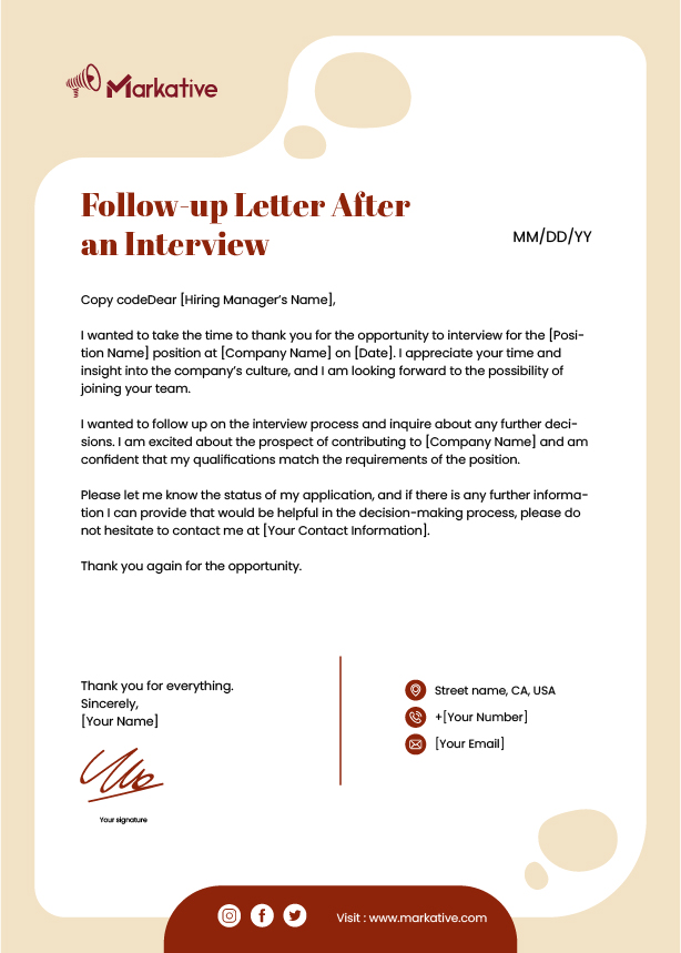 Follow-up Letter After an Interview