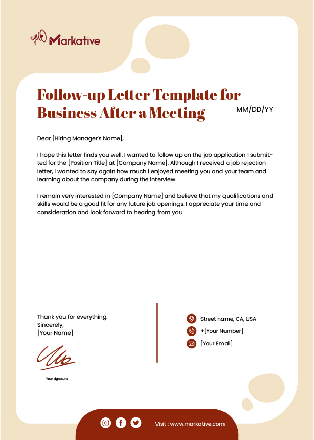 Follow-up Letter Template for Business After a Business Proposal