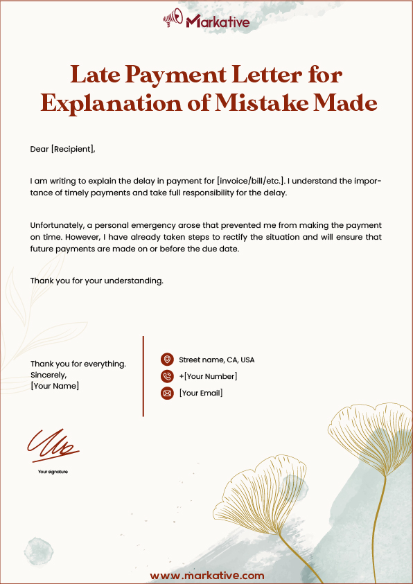 Letter for Explanation of Mistake Made Missed Deadline