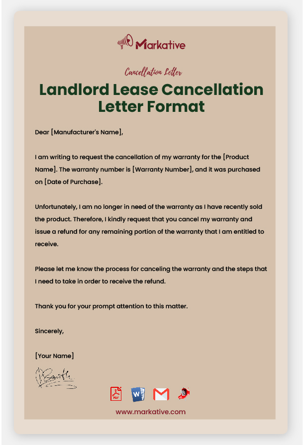 Warranty Cancellation Letter Format