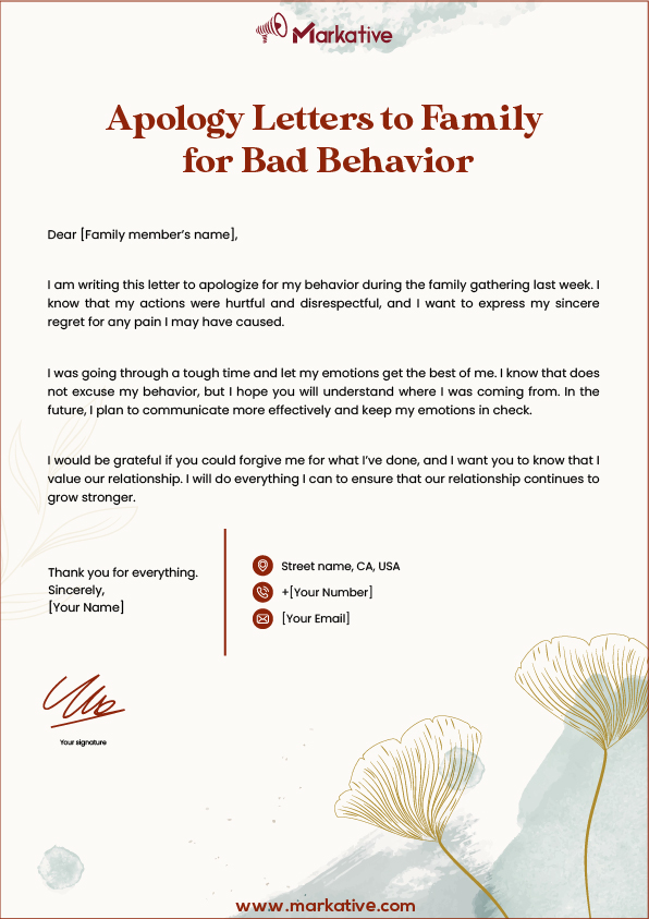 best Apology Letter to Family for Bad Behavior