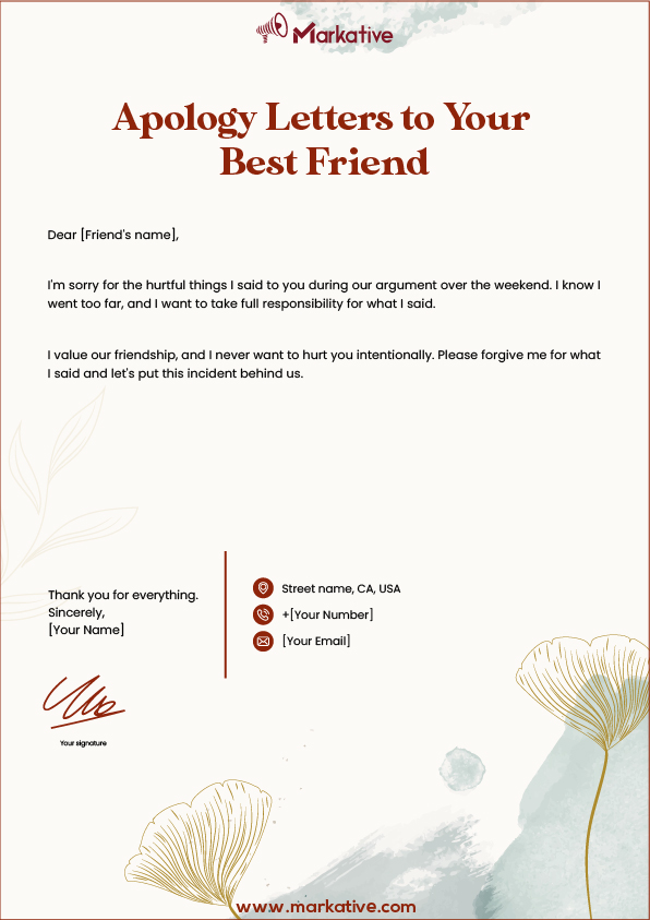 best Apology Letter to Your Best Friend